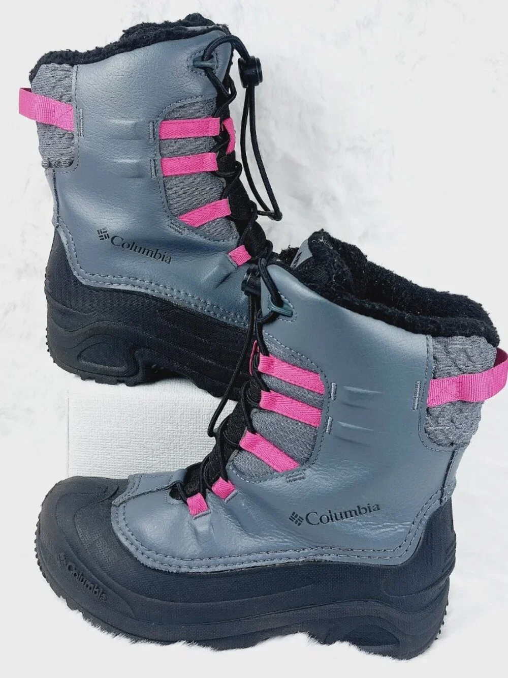 Columbia Girl's Graphite Pink Bugaboot Celsius Fur Ankle Winter Snow Boot Size 5